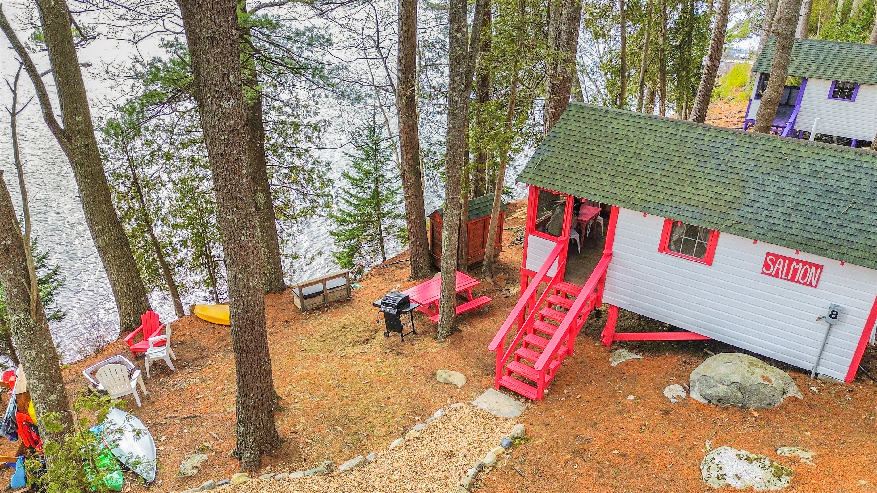 Aerial picture of cabin view to the lake