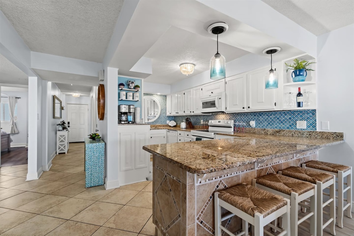 Kitchen view, looking toward entryway hall.