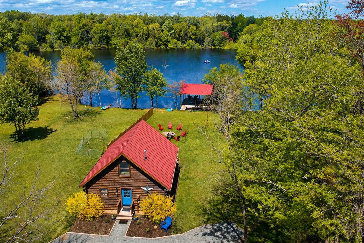 Cabin Front View of Lake