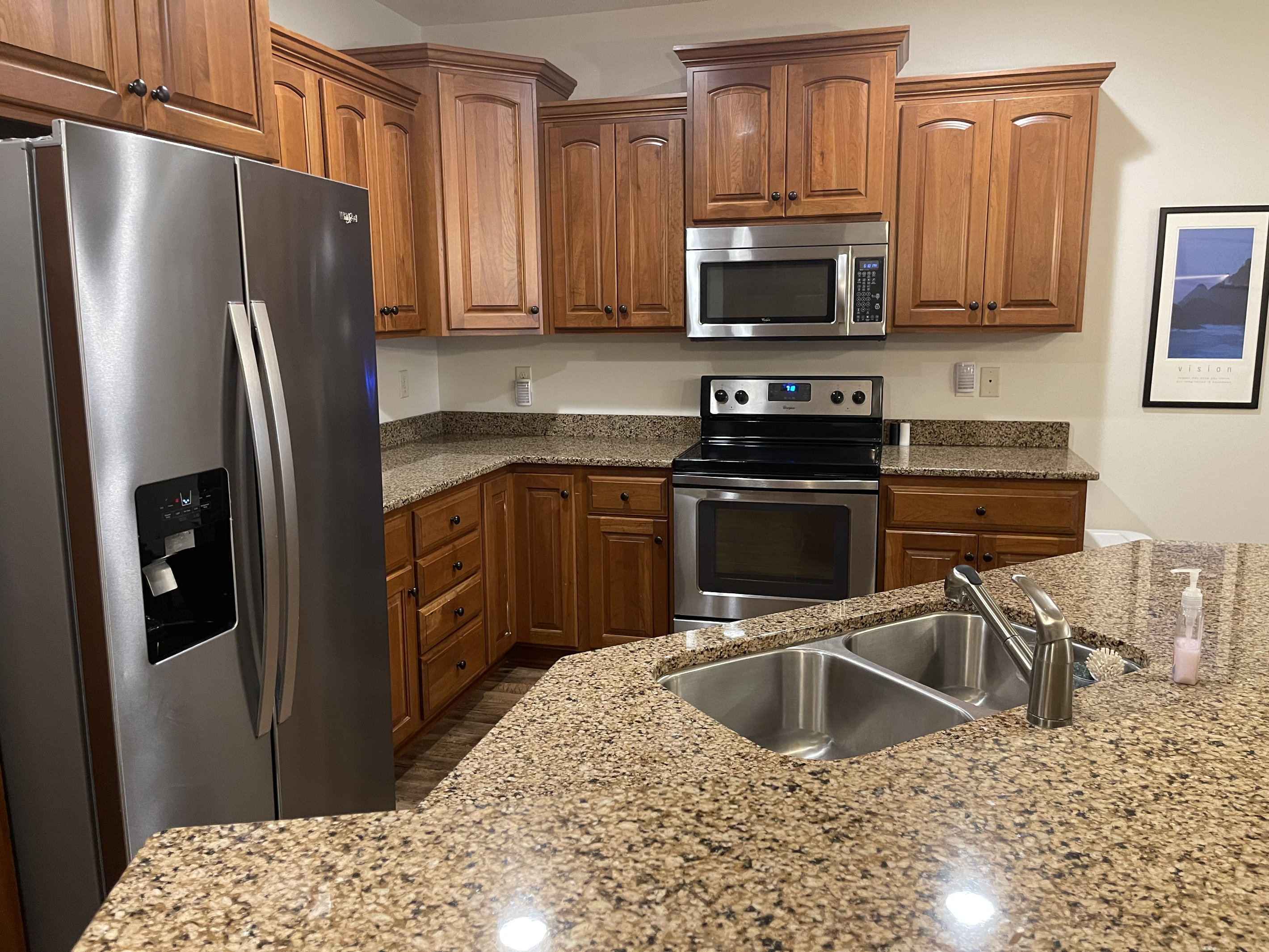 Kitchen with stainless steel appliances