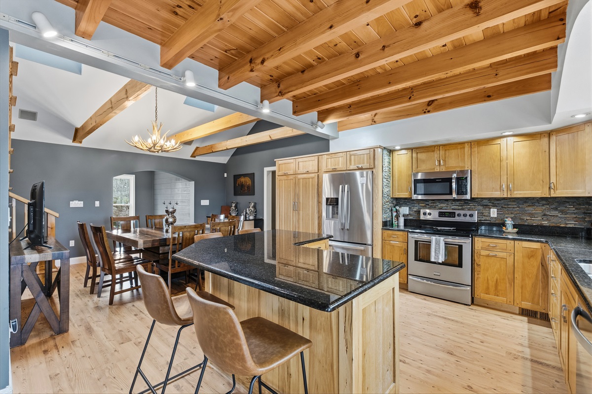 Spacious kitchen well equiped with everything you will need and plenty of space for gathering