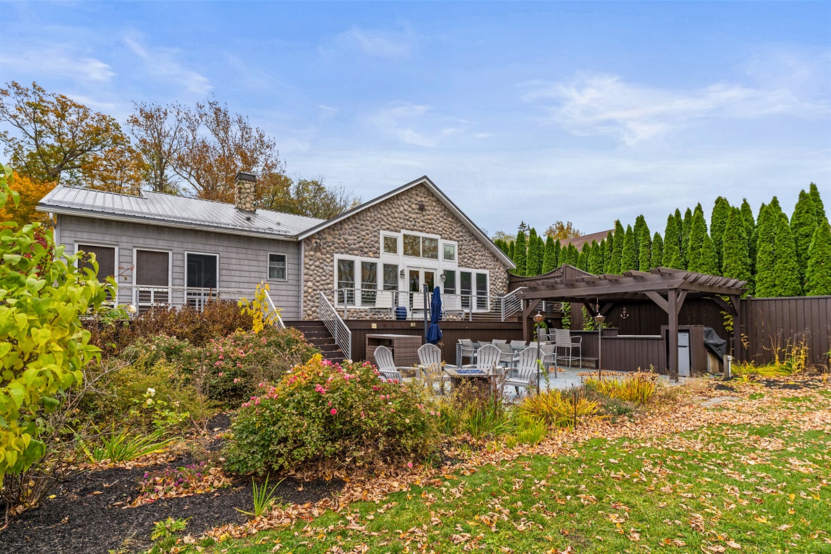 Lakeside view of the home