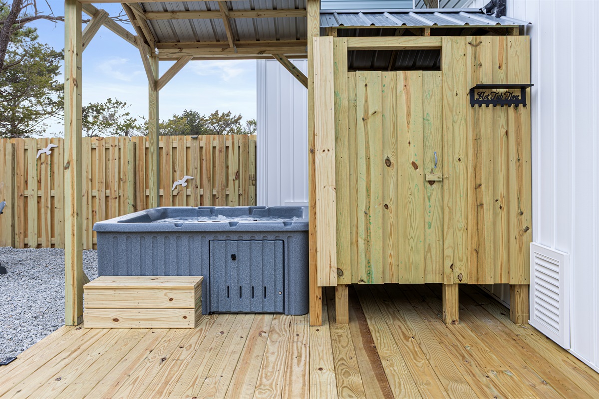Hot tub and outdoor shower