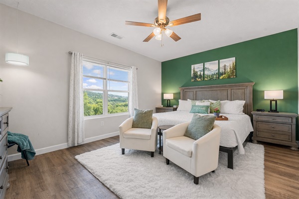 Steal a quiet, private moment together before the kids wake or after bedtime. Unwind in the king en suite—a serene retreat with elegant touches and beautiful views that invite you to slow down, relax, and let down. Now this...is vacation.