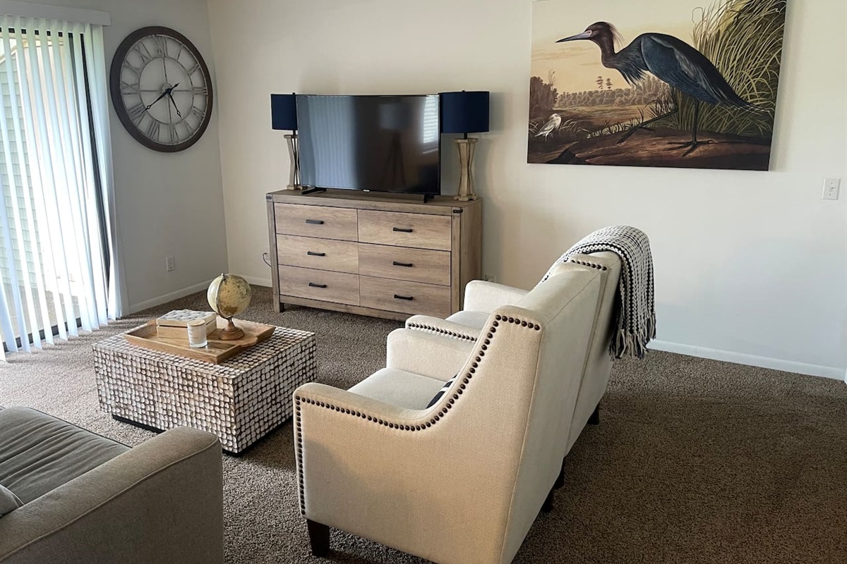 Cozy, comfy, living room seating.