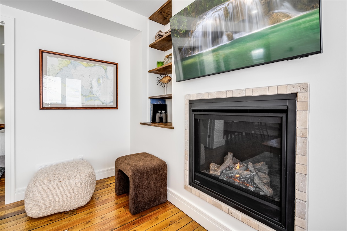 White and wood create balance and calm.