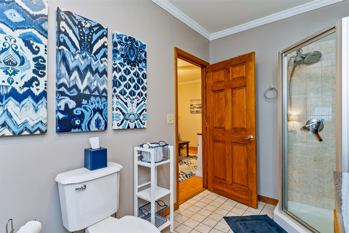 Master bathroom with jet tub and walk in shower