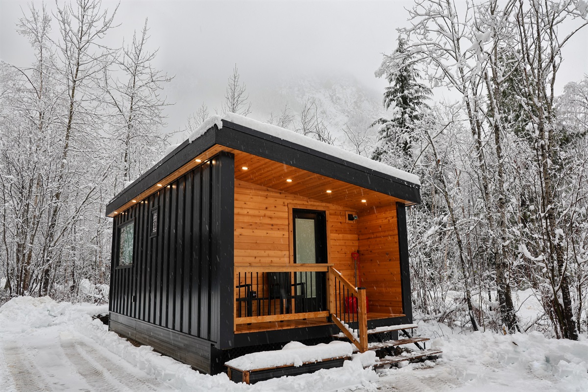 Arctic Lodge in snowy winter