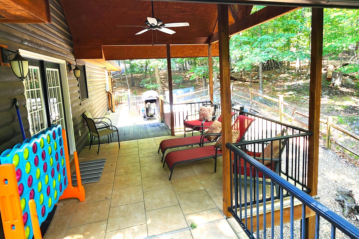 View of backyard, patio, fire pit, hot tub, etc..