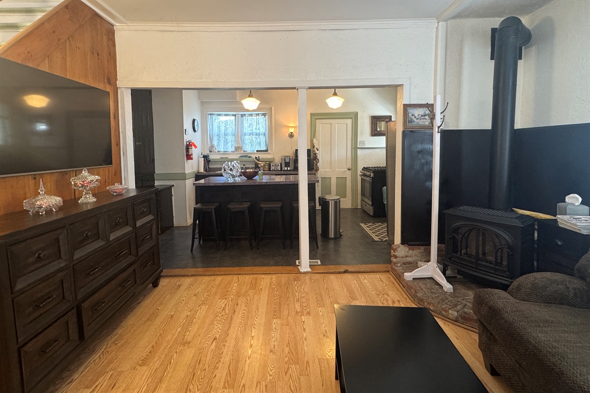 Comfy living room with large SmartTV