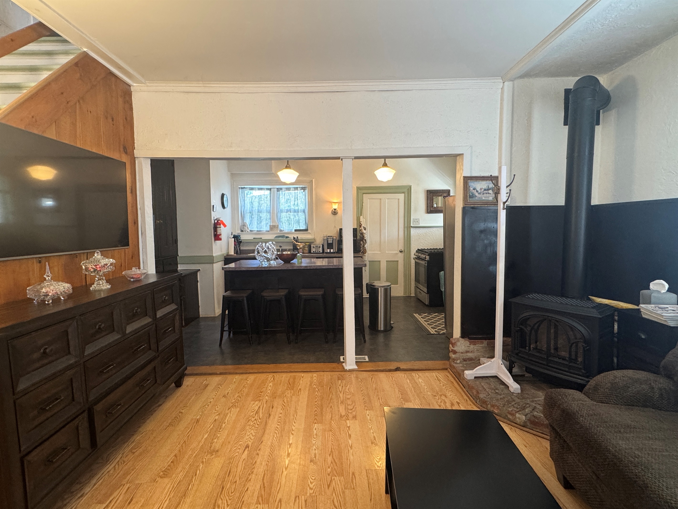 Comfy living room with large SmartTV