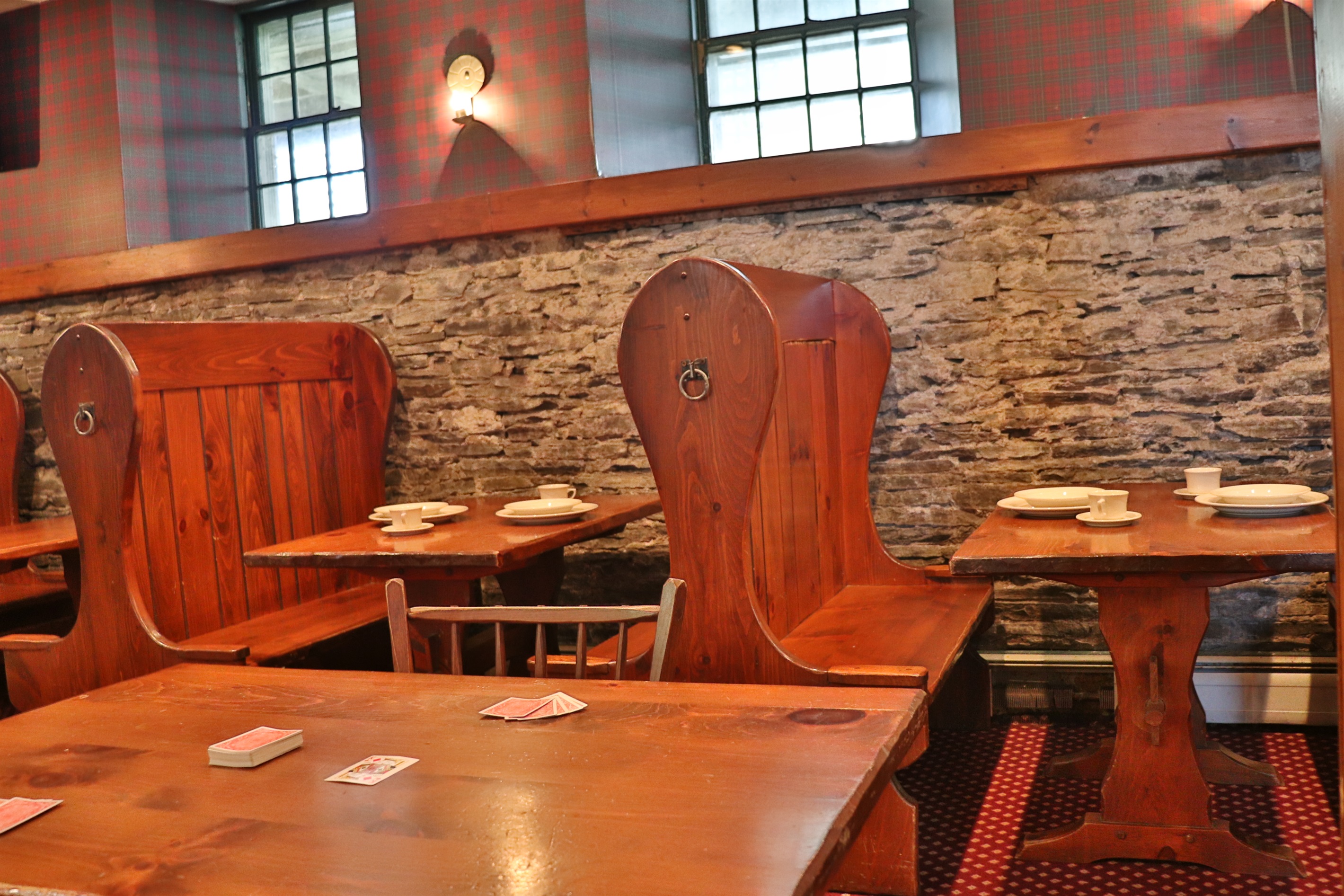 Booths in the private tavern.