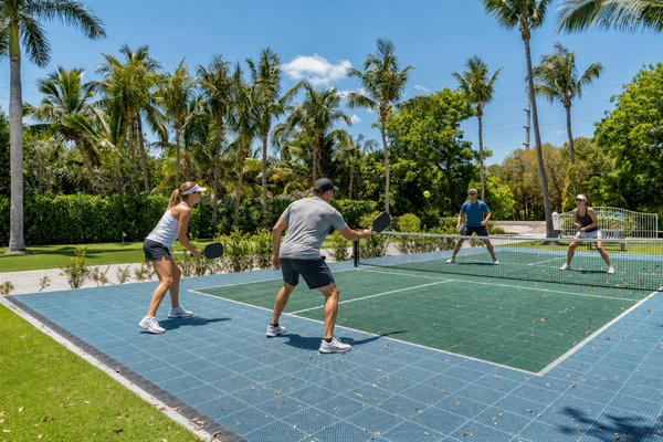 Pickleball court with accessories