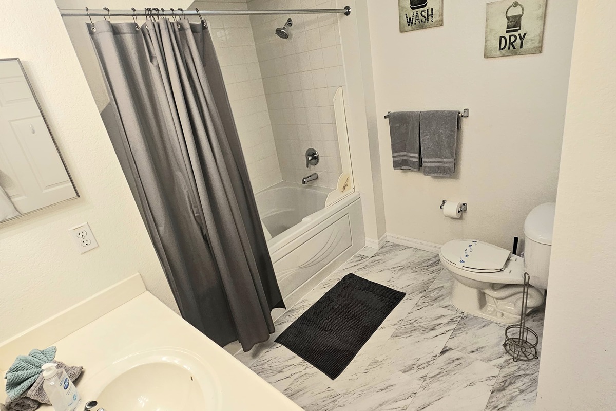 Master Bathroom (downstairs) with Soakerr tub/Shower combo