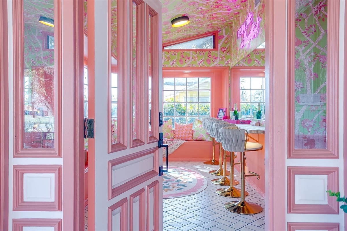 Front entry opening into the signature Beauty Bar