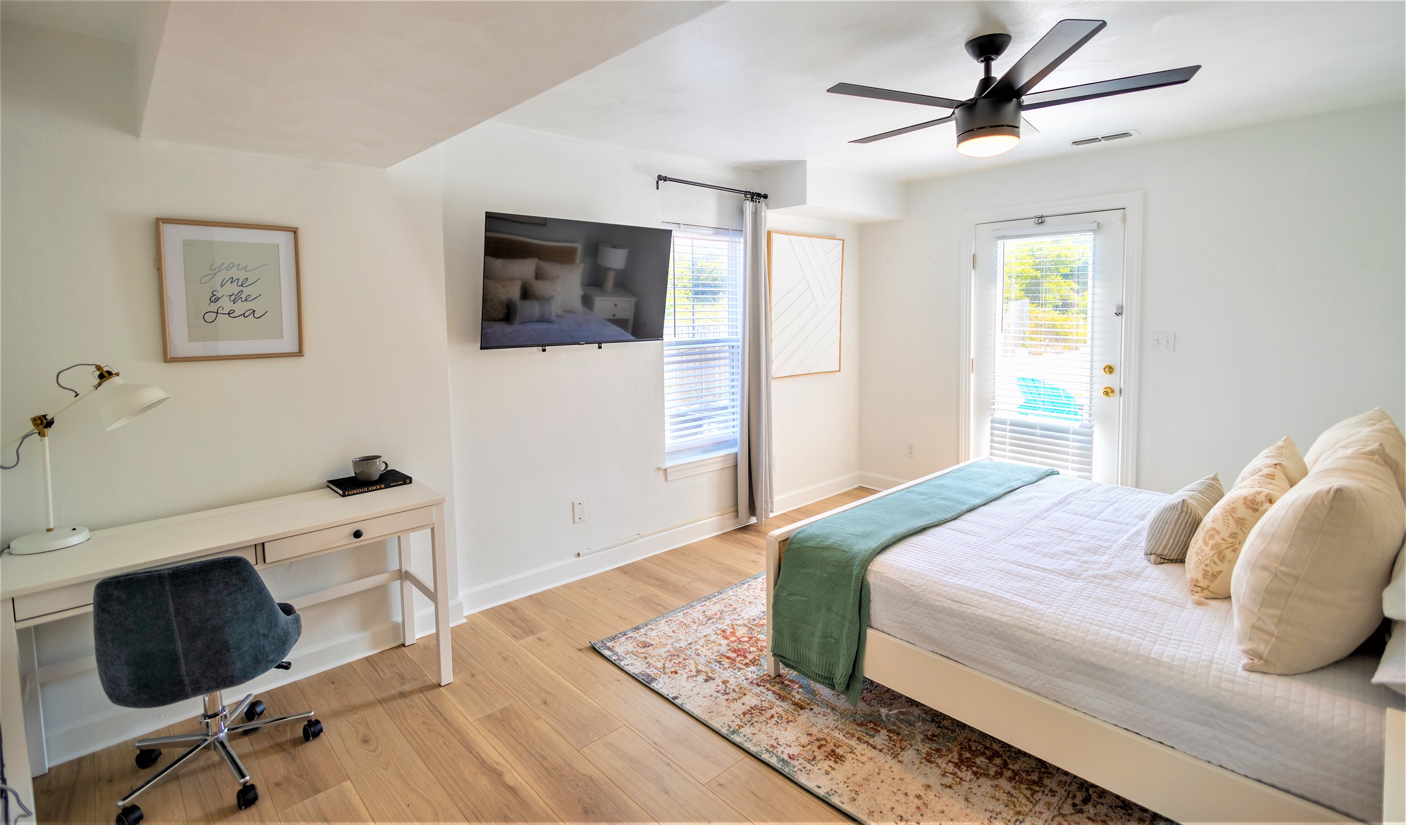 1st floor king bedroom with workstation