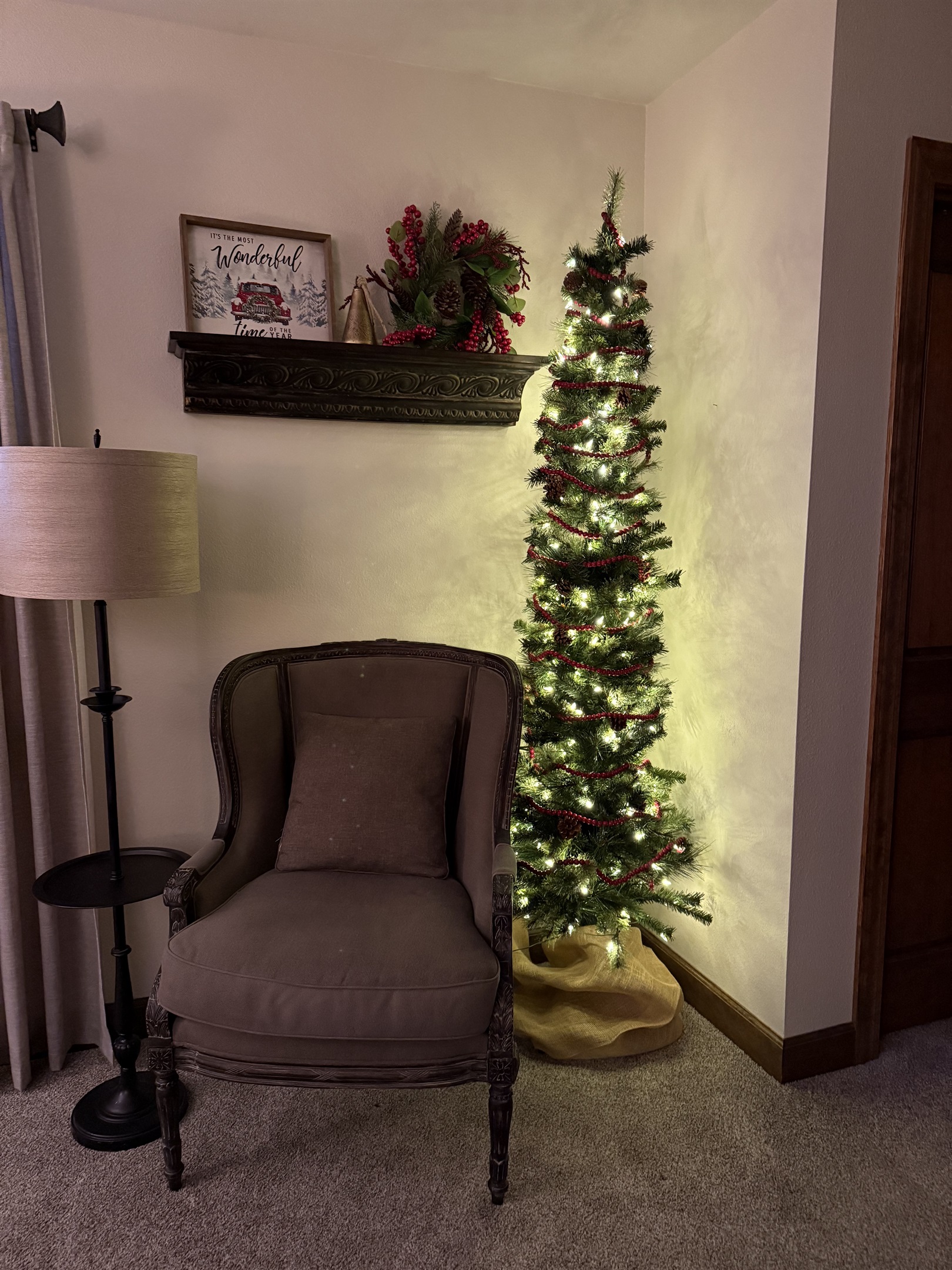 Christmas tree in the primary bedroom