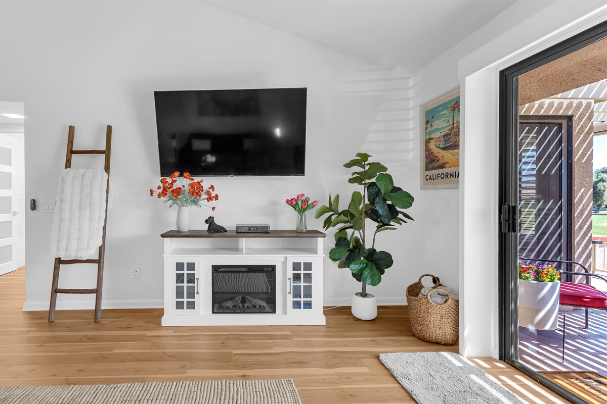 Smart TV and Electric Fireplace
