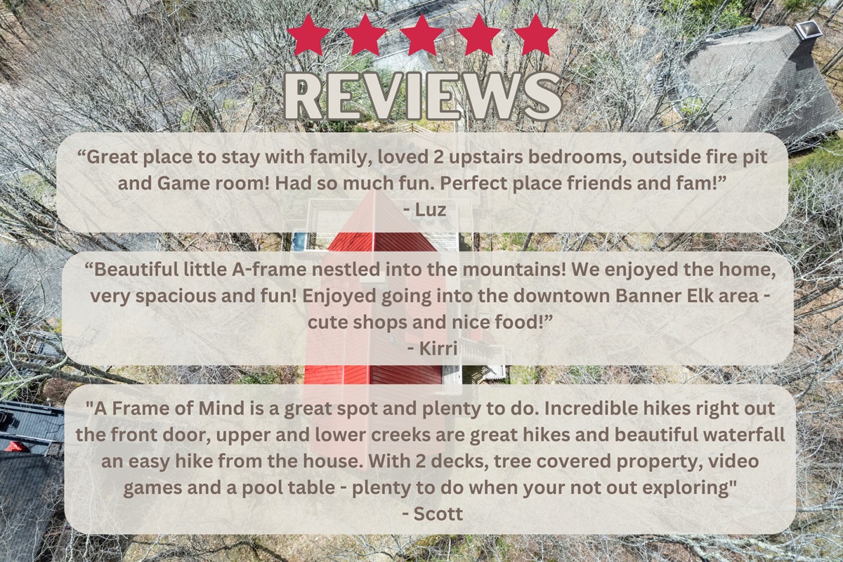 Discover what puts our guests in the perfect "A-Frame of Mind"!