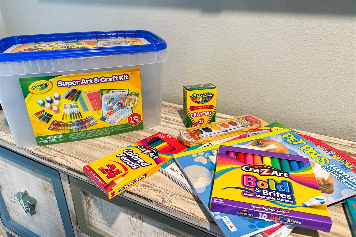 You&rsquo;ll also find screen-free activities in here, like puzzles and various art supplies.