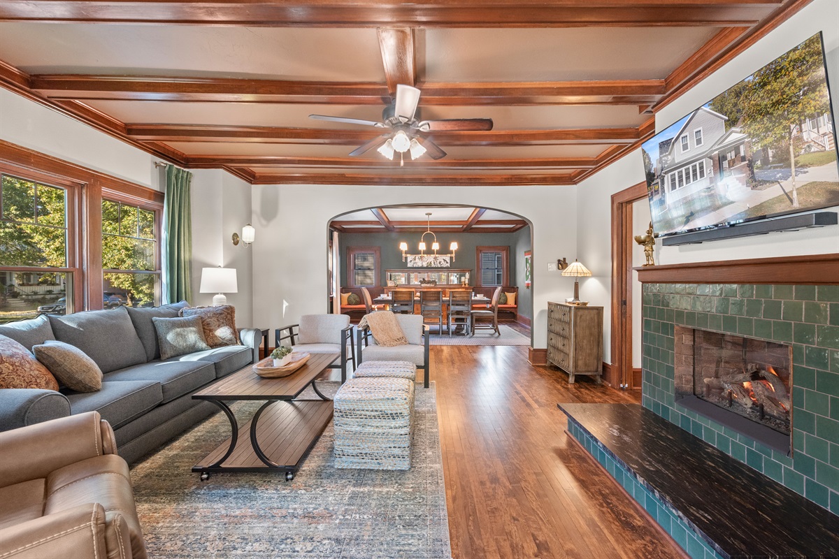 View from living room into dining room.
