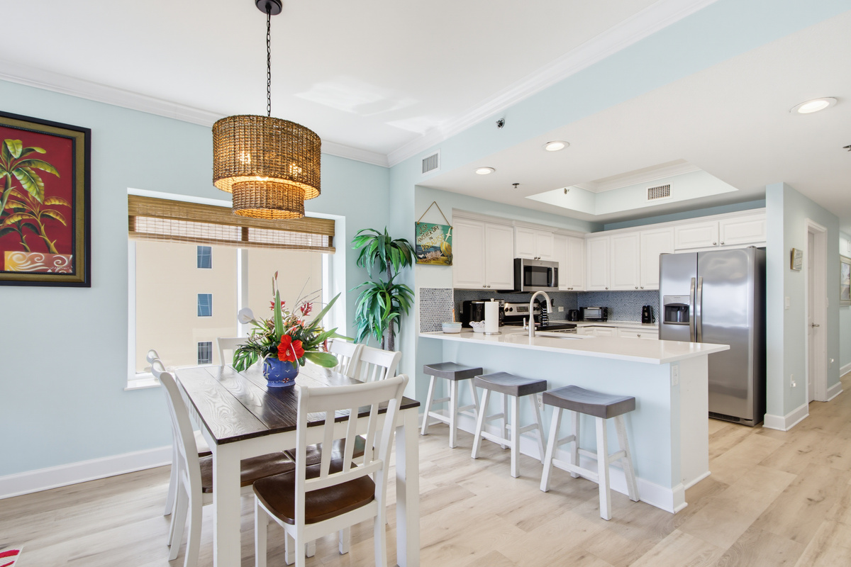 Dining area beside the updated kitchen and breakfast bar.