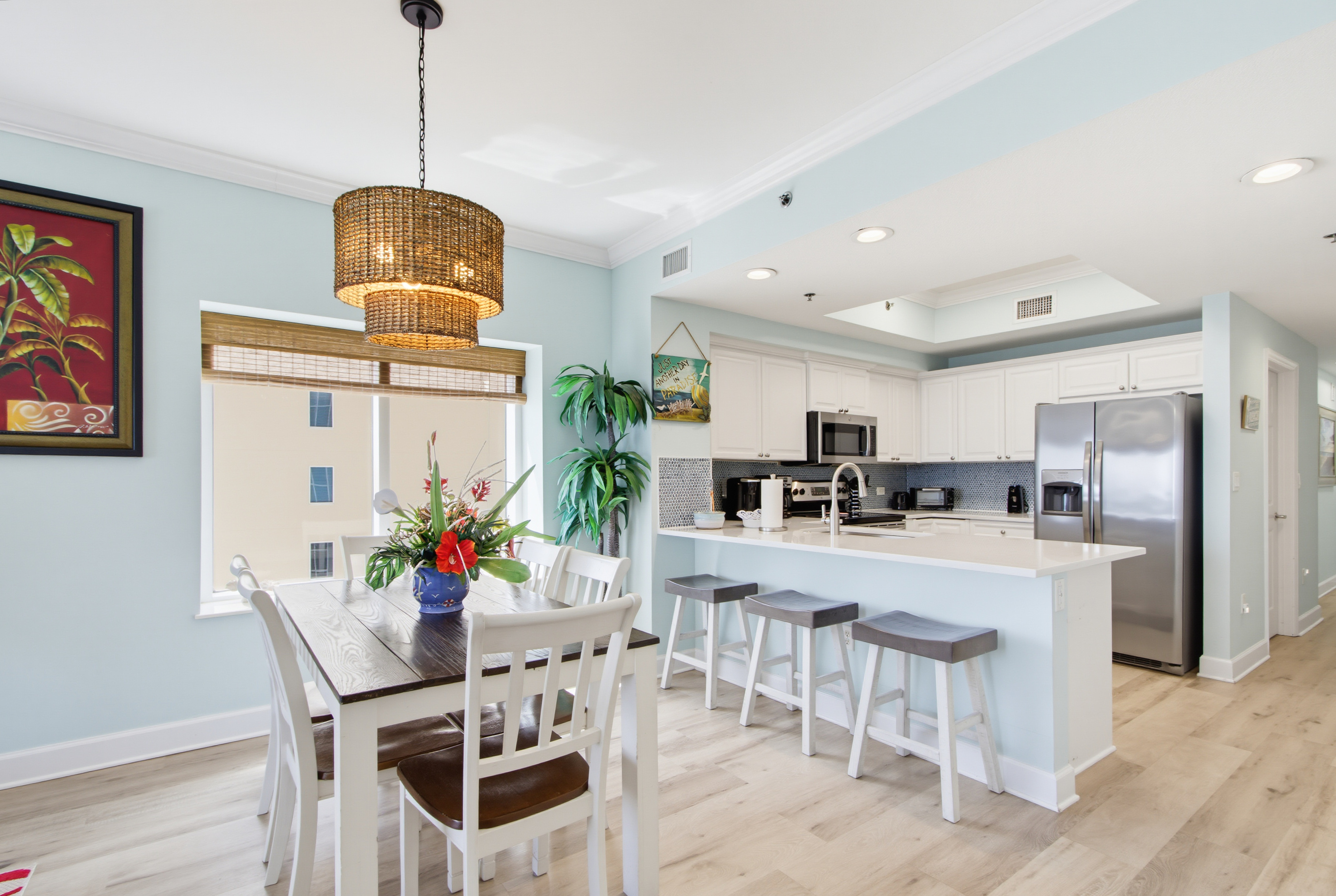 Dining area beside the updated kitchen and breakfast bar.