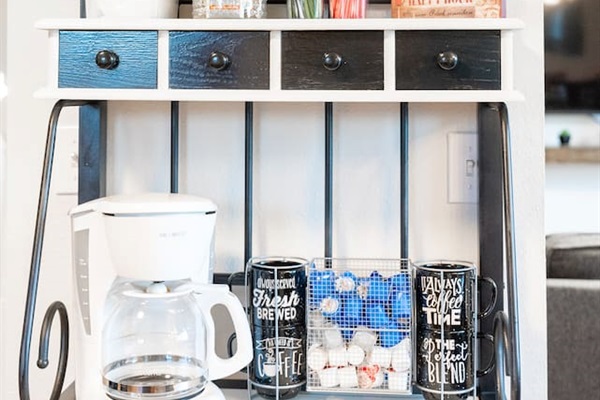Fully stocked Coffee Bar! 