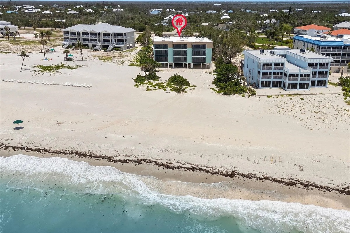 Arial view of building from beach