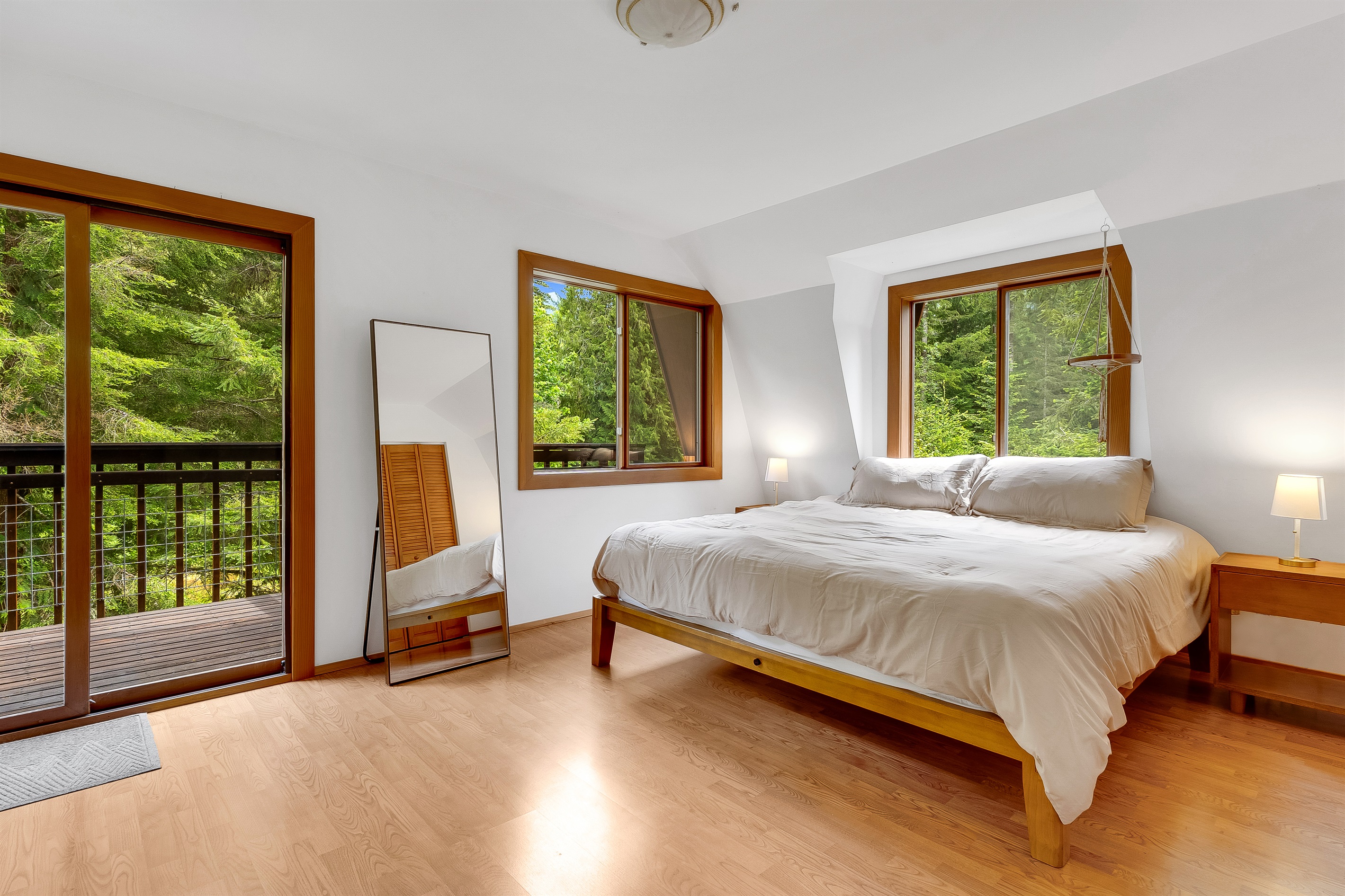 Enjoy the comfy king size bed in our primary bedroom