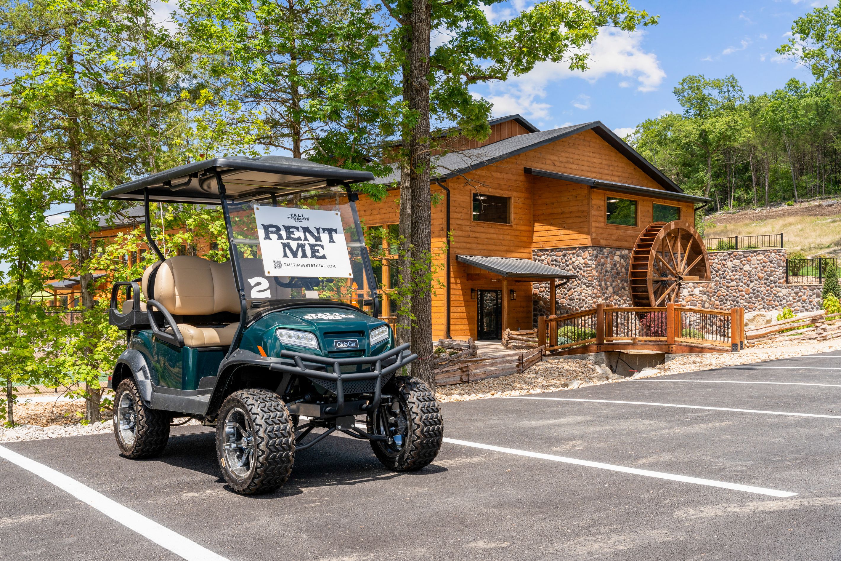 Our cabin comes with a golf cart. But if you need an additional cart, you can rent a golf cart at the general store. It's the easiest way to explore Tall Timbers' camp!