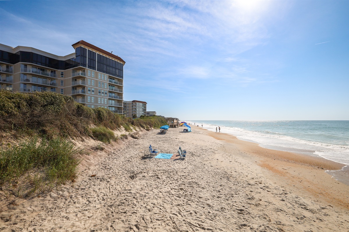 On the beach, looking north
