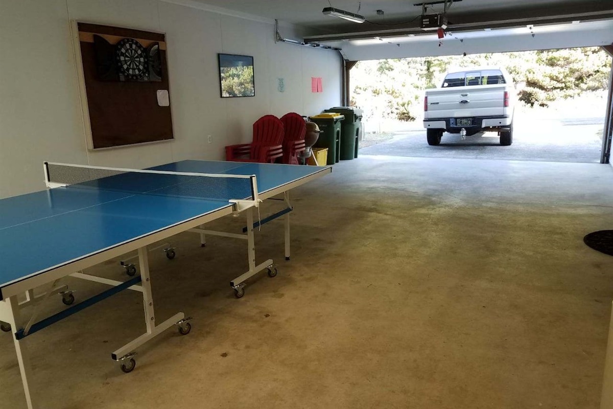 Ping Pong & Dart's in the garage