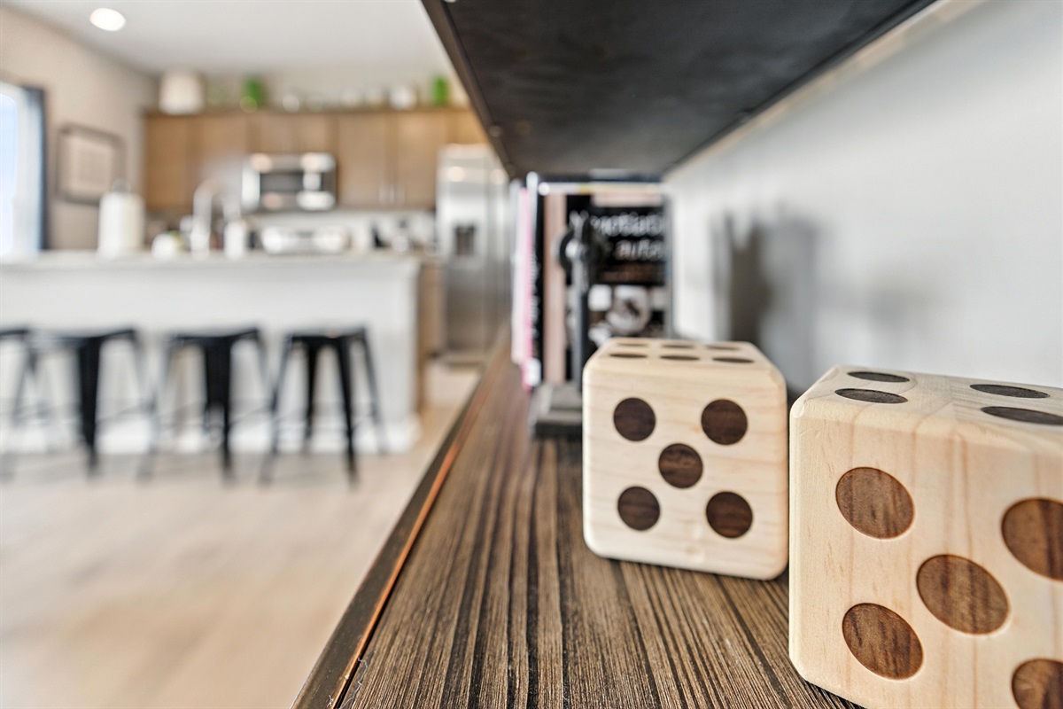 Chic and welcoming space featuring a stylish kitchen and fun accents
