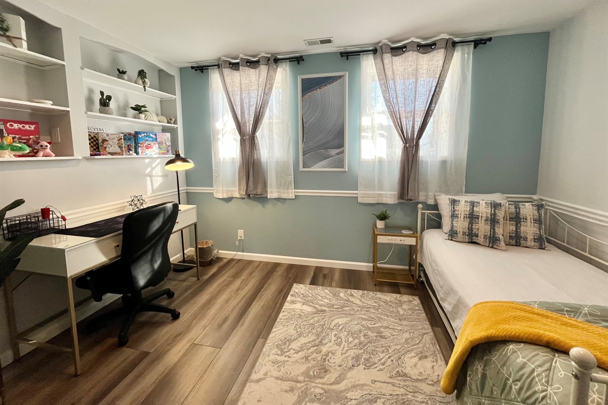 Lower level Bedroom/ office space with twin trundle bed