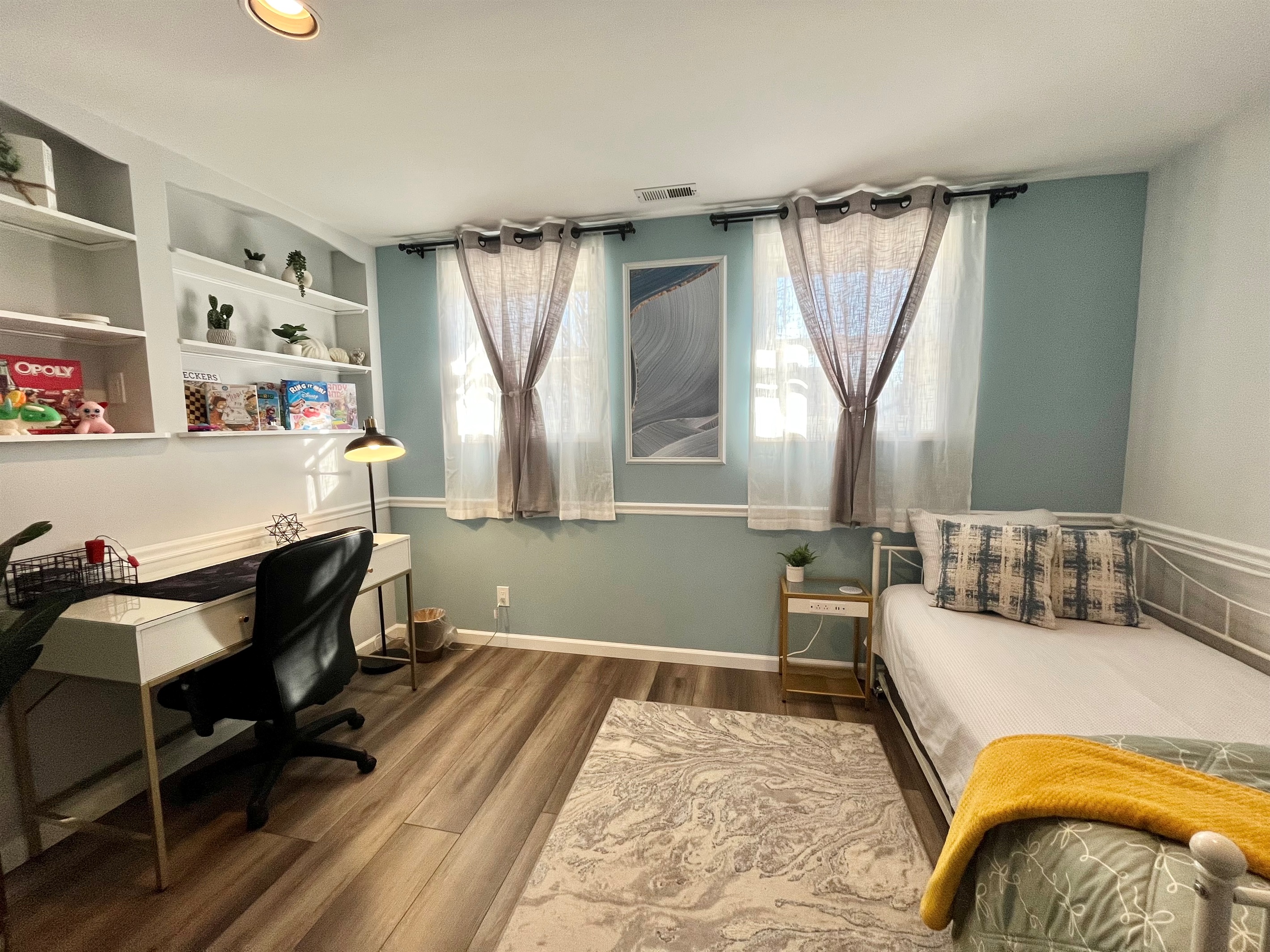 Lower level Bedroom/ office space with twin trundle bed
