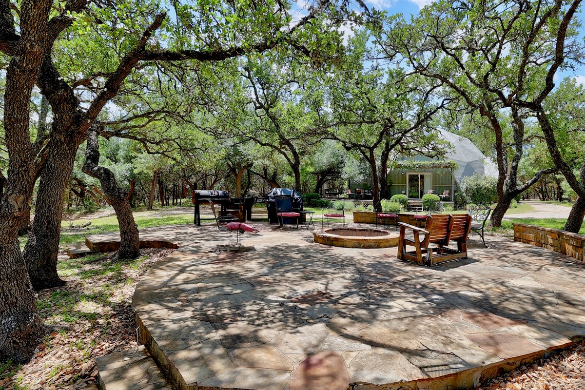 Propane and Charcoal BBQ grills ready for cookouts under the Texas sky