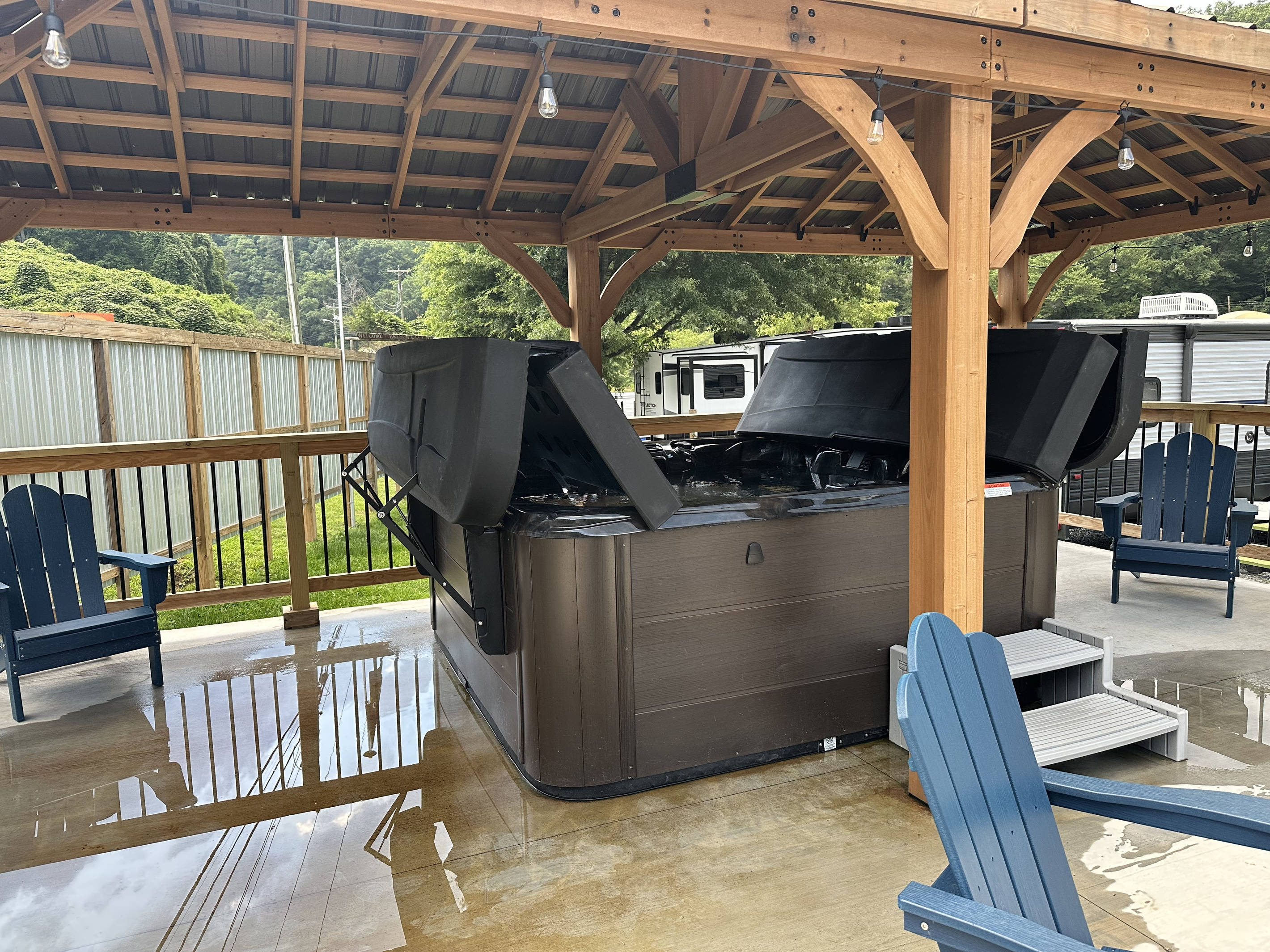 Soak into hot tub and relax
