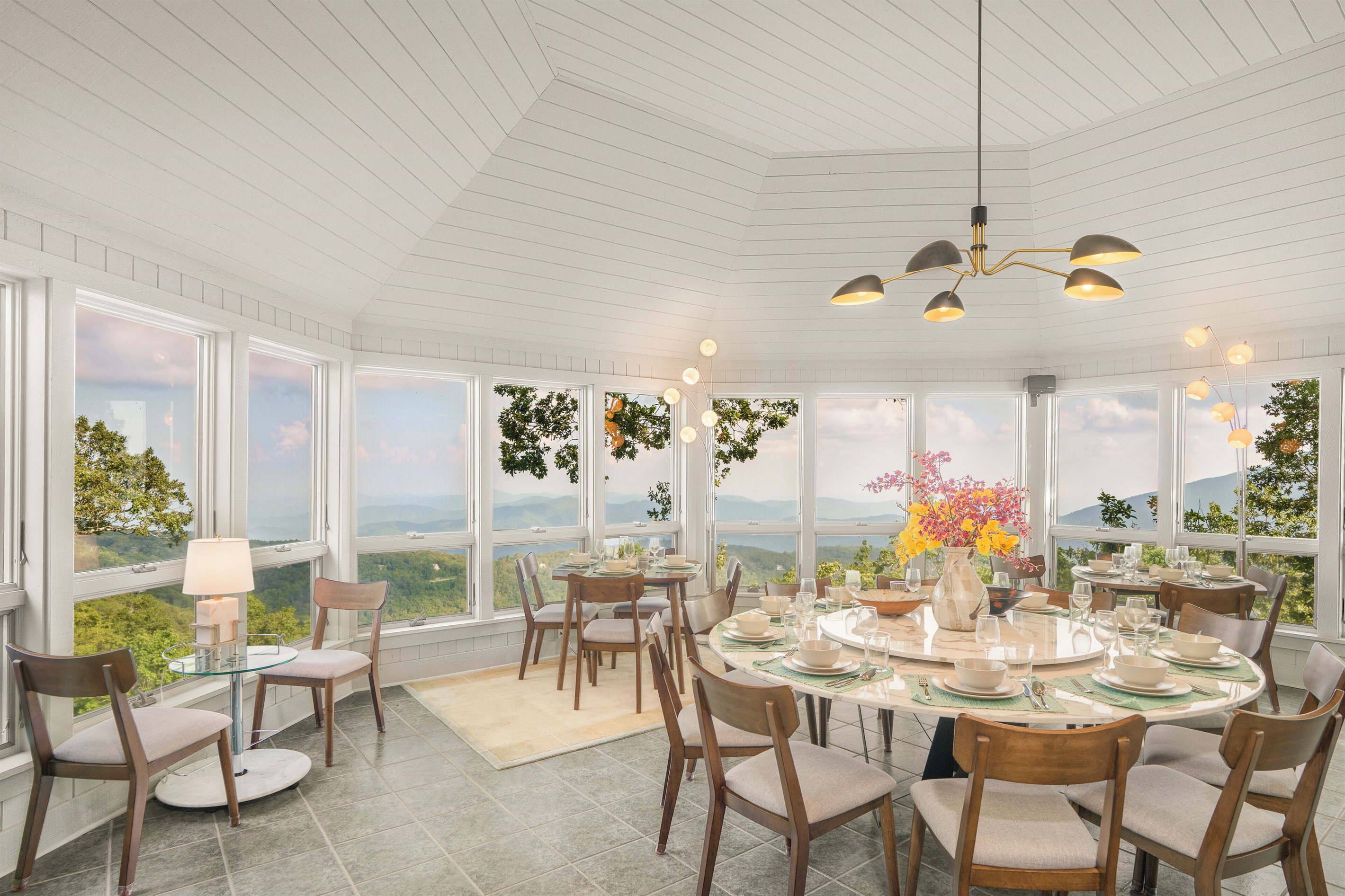 One-of-a-kind octagonal dining room, seats 20
