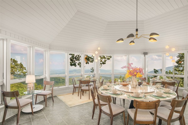 One-of-a-kind octagonal dining room, seats 20
