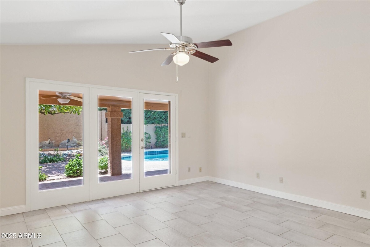 Family Room 2 opens to Backyard: 2 Recliners, Couch, Area Rug