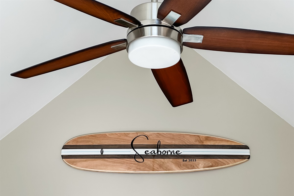 There's a ceiling fan in every room to keep you cool during the warmer months.