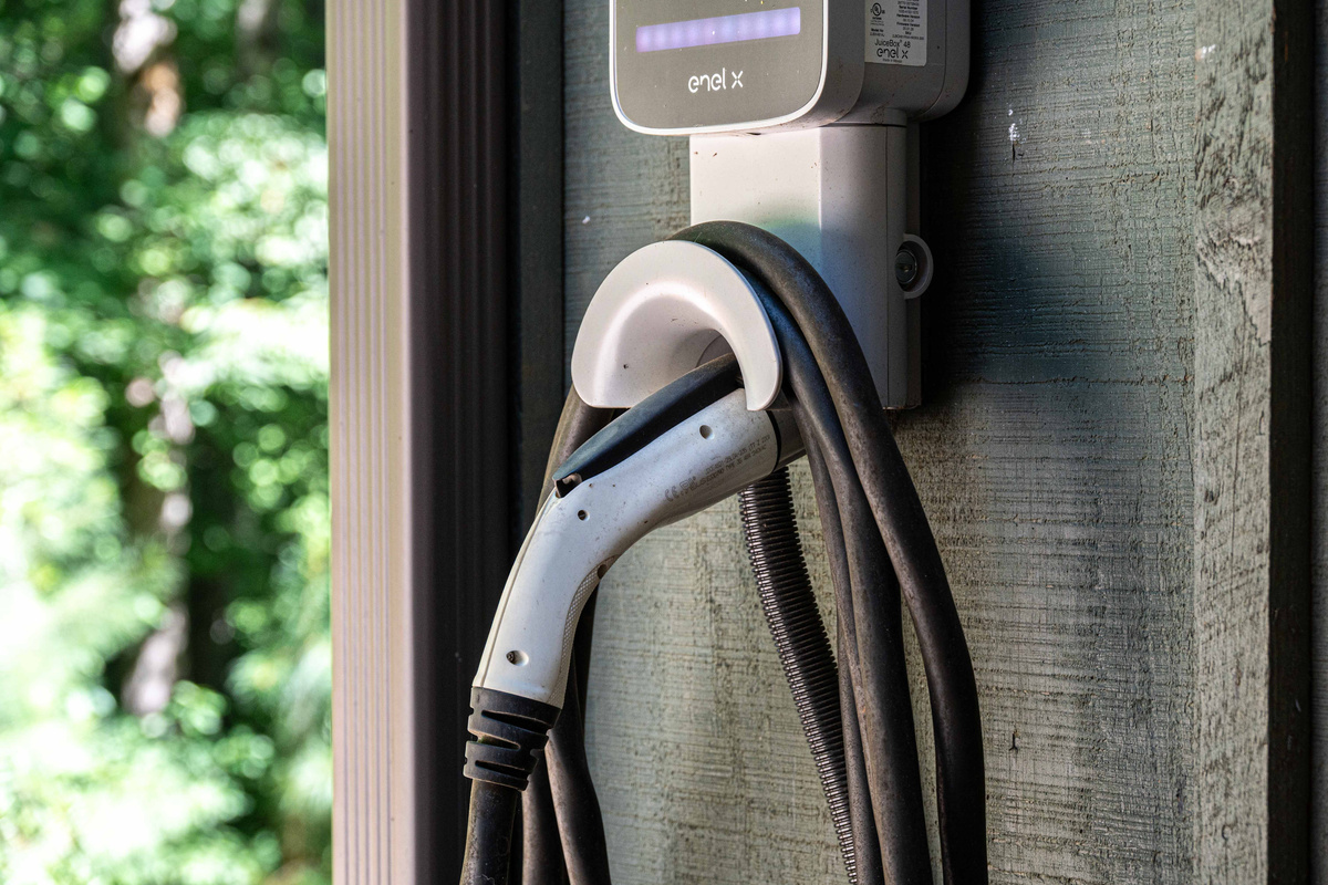 Complimentary EV charger out front.