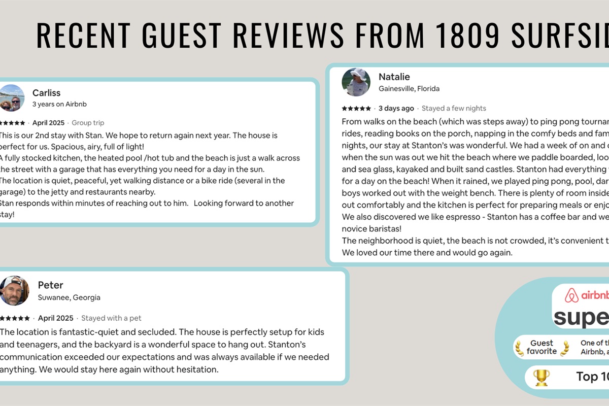 Recent reviews from happy guests show that you are in good hands!