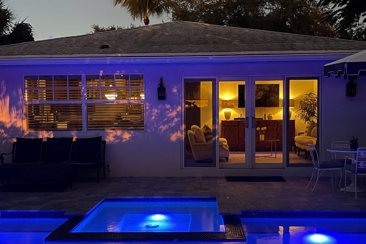 Enjoy a late-night swim or a soothing soak in the spa—our tranquil pool area is especially beautiful at dusk.