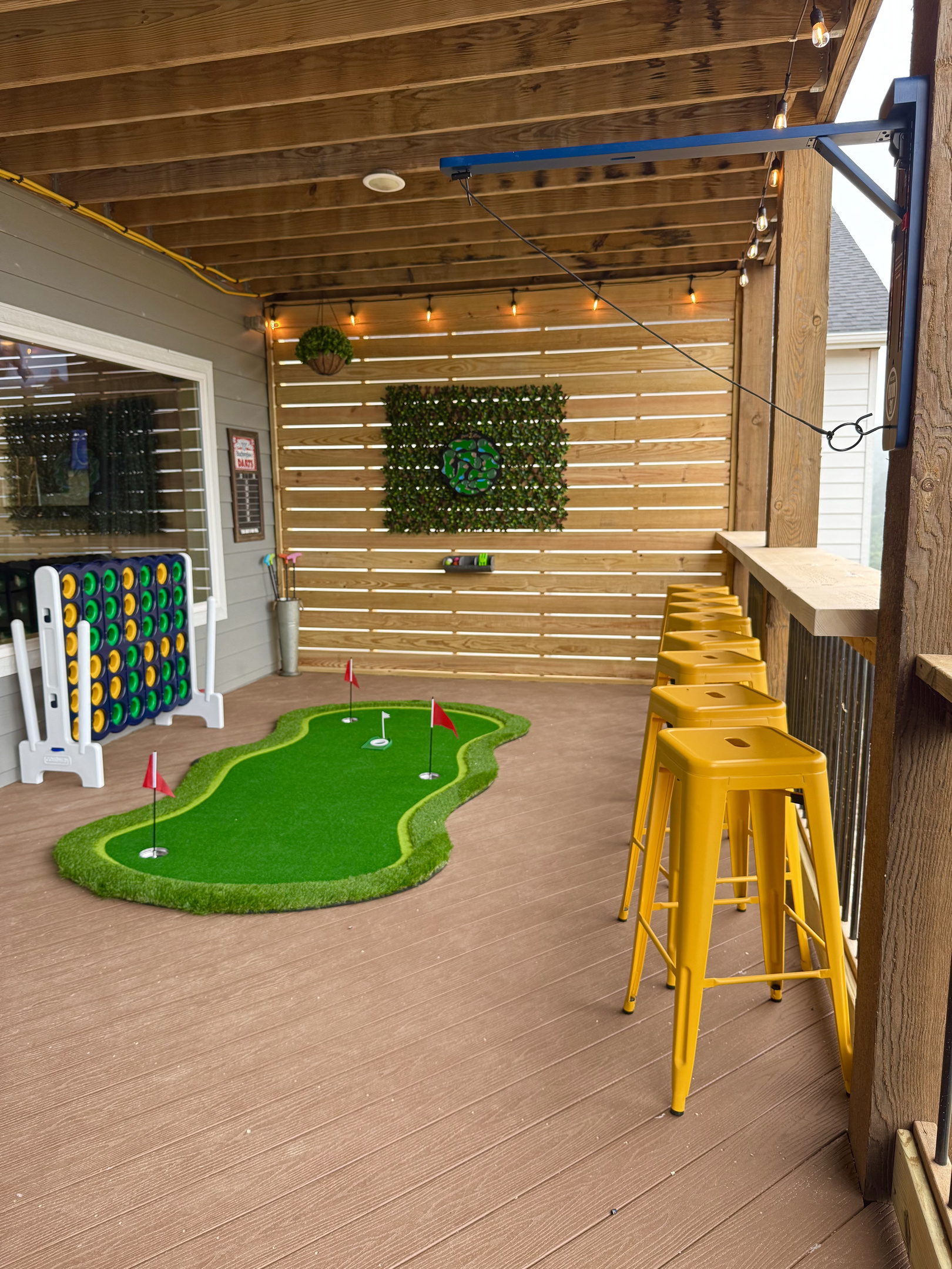 Mini Golf, large connect 4, and dart games