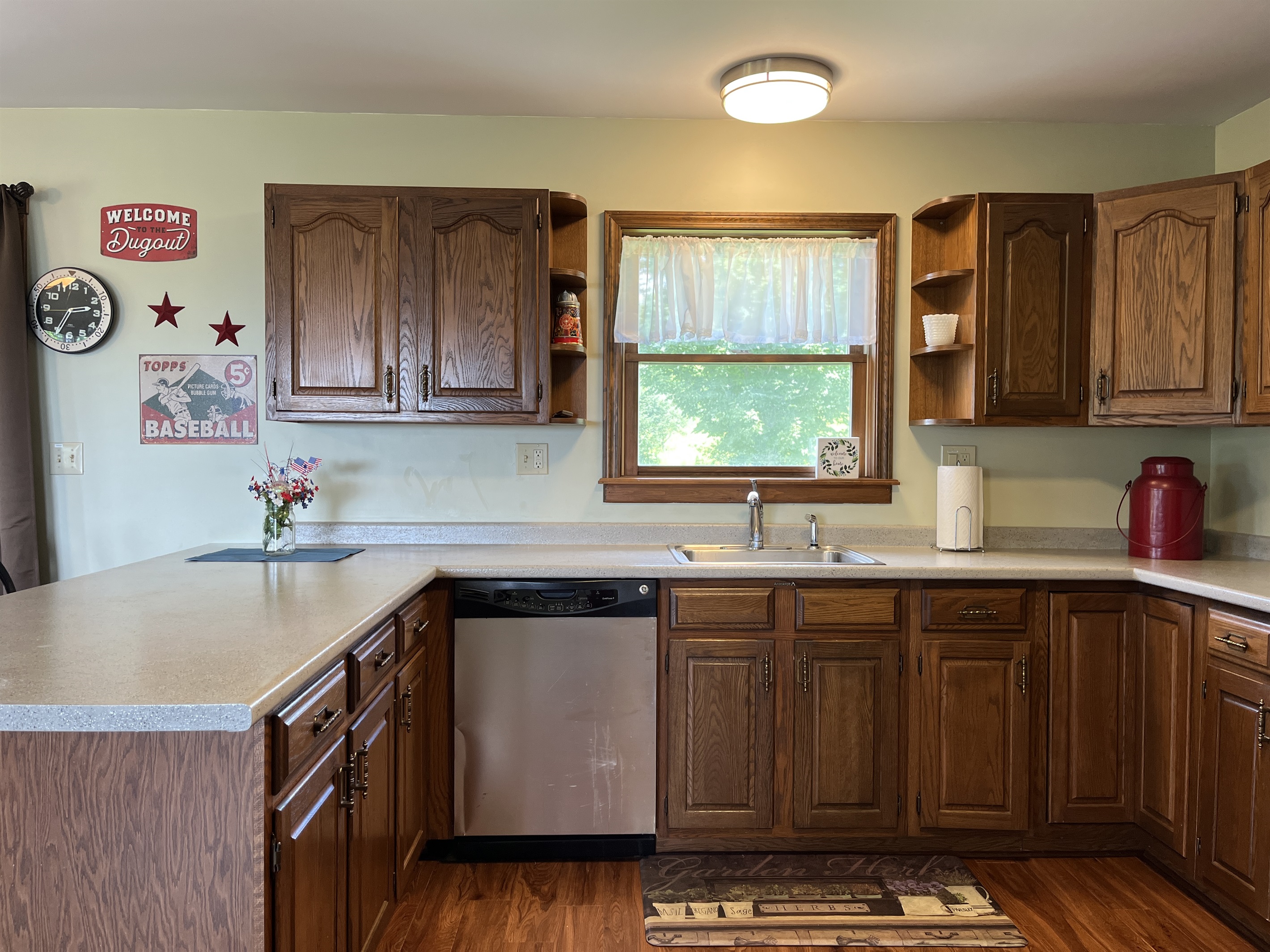 Spacious kitchen with counter seating