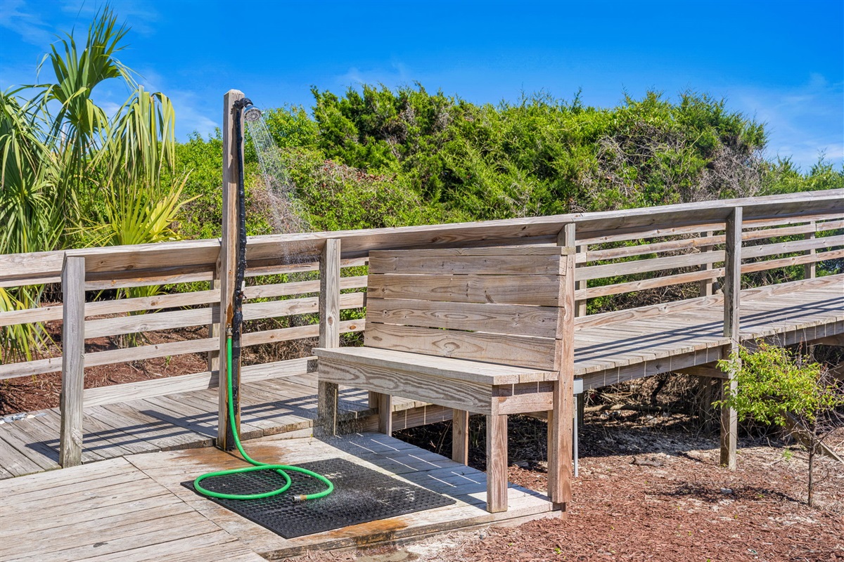 Outdoor Shower | Starfish | Oceanview 101 | 1116 Ocean Blvd, Isle of Palms, SC | IOP Escapes