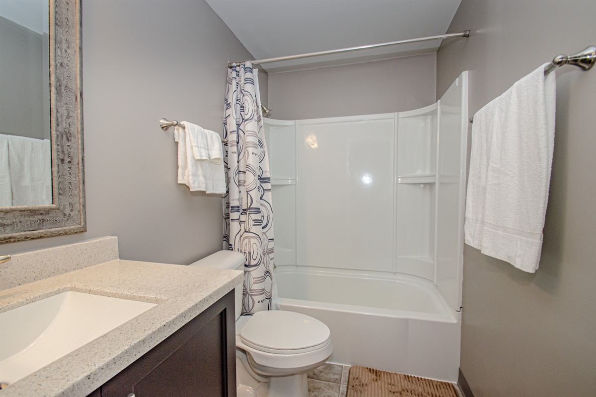 The shower has lots of room for all of your grooming products