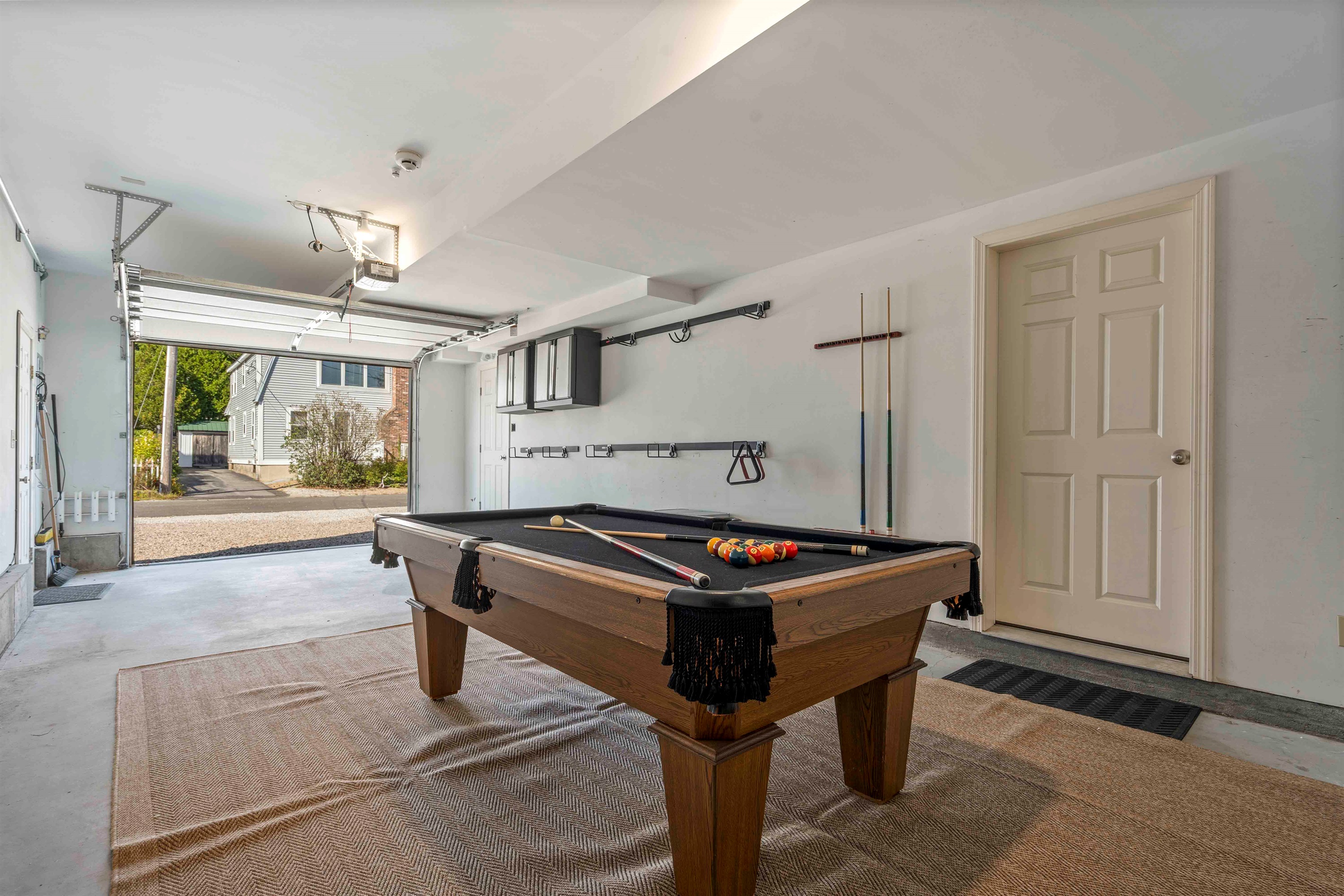 Our garage pool table is perfect for relaxing evenings and friendly competition.